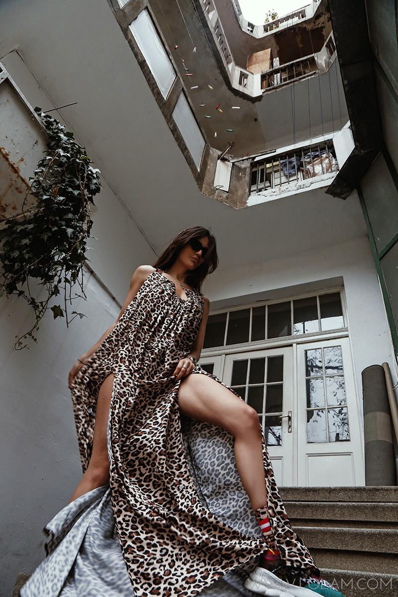 Long Leopard Print Dress Lolam